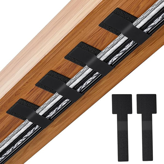 100pcs Hook and Loop Cable Ties, gliship Adhesive Wire Management, Adjustable Cable Straps Cord Wrappers Keeper Cord Holder, Sticky-back Cord Organizer for Kitchen Appliances at Office, Home - Black