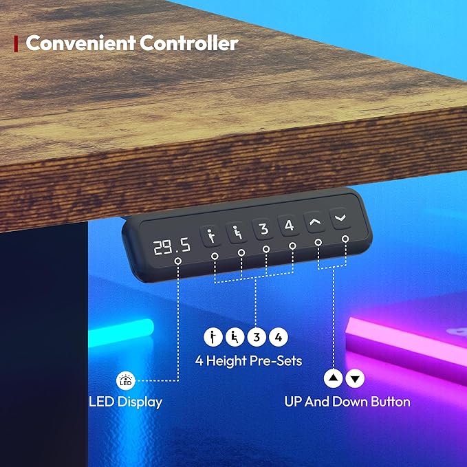 SANODESK L Shaped Standing Desk Adjustable Height, Electric Corner Standing Desk, 71 x 63 inch Sit Stand Computer Table with Splice Board, Rustic Brown