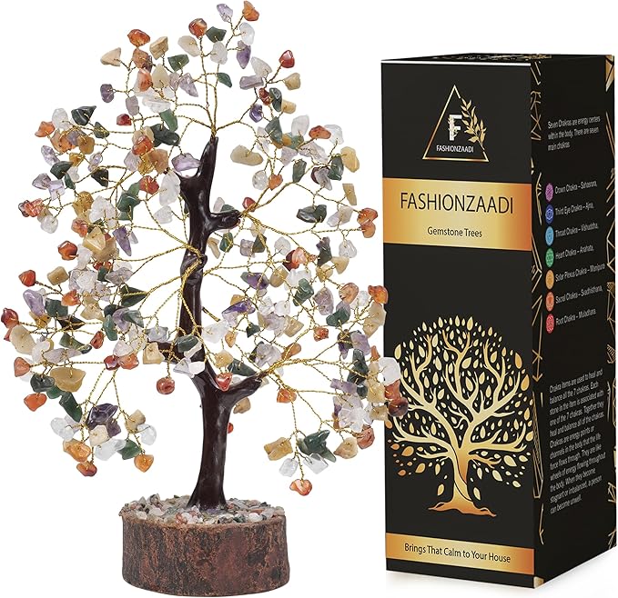 FASHIONZAADI Premium Crystal Tree of Life – 7 Chakra Tree for Healing, Positive Energy, Luck & Manifestation – – Ethically Handcrafted Gifts for Women, Spiritual Gifts for mom