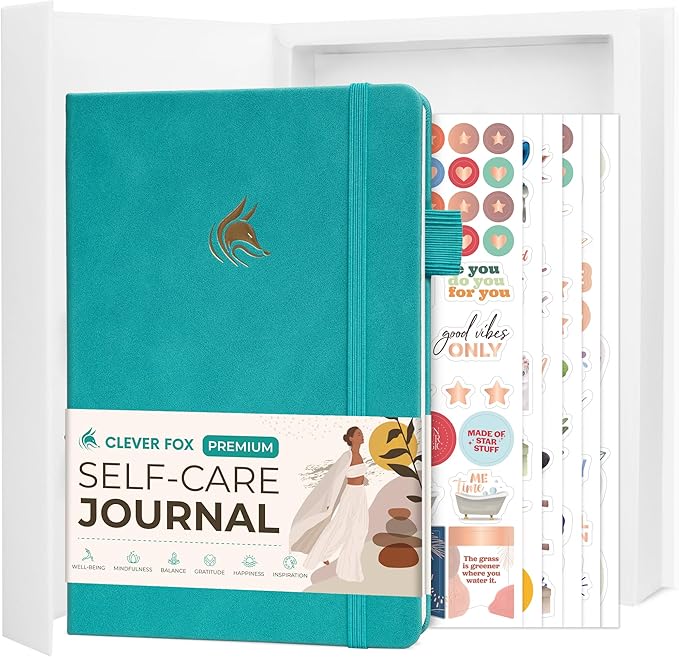 Clever Fox Self-Care Journal Premium – Daily Gratitude & Mental Health Notebook for Women – Reflection & Personal Development Journal (Turquoise)