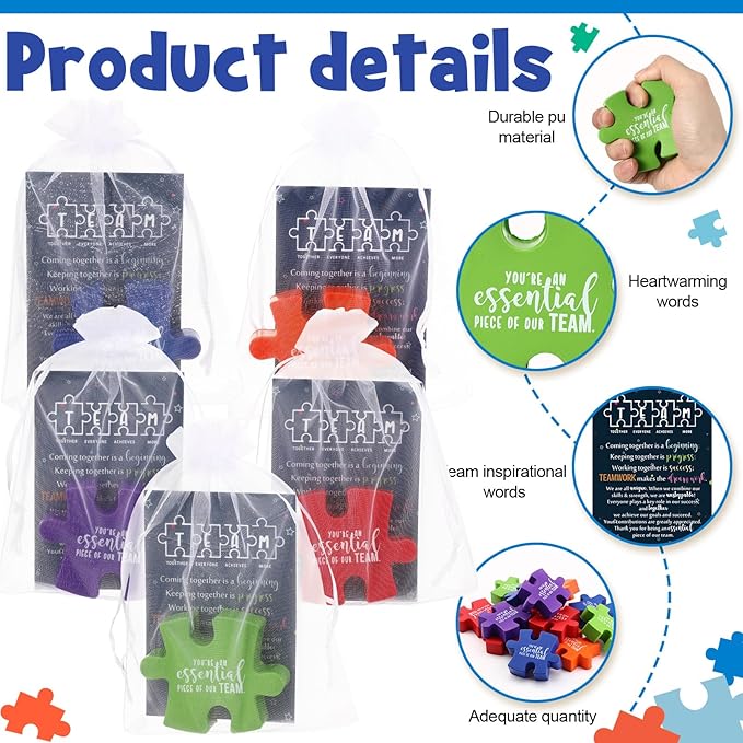 25 Set Employee Appreciation Gifts Bulk Inspirational Foam Stress Relief Squeeze Ball with Thank You Card and Organza Bag Team Gifts for Coworkers Employee Staffs