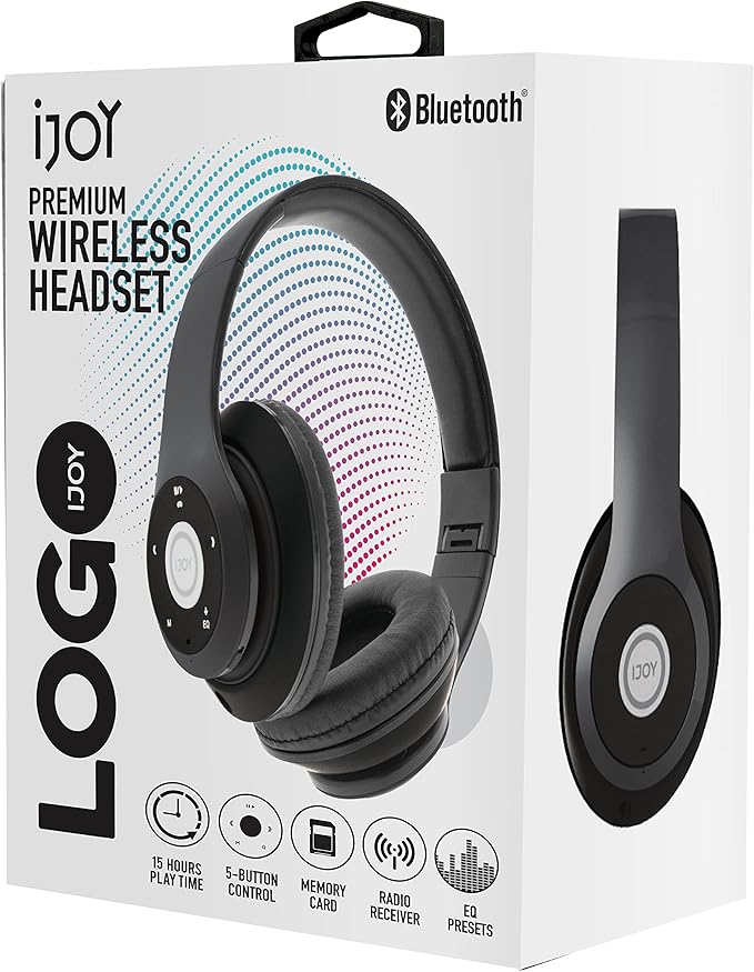 iJoy Bluetooth Headphones Over Ear, Wireless and Wired Foldable Headset Built-in Microphone - (Stealth) Adults Kids Men Women - Audifonos Auriculares Inalambricos
