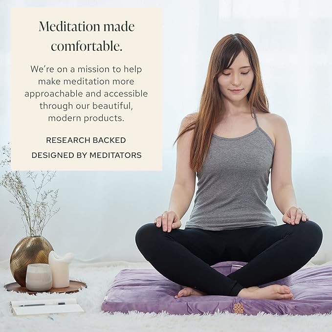 Mindful & Modern Zabuton Meditation Mat - Cotton Filled Yoga and Meditation Pad - Zabuton Meditation Cushion for Kneeling and Sitting Support - Large Rectangular Sitting Floor Pillow for Bench or Zafu