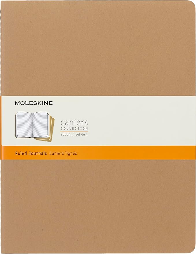 Moleskine Cahier Journal, Soft Cover, Large (5" x 8.25") Ruled/Lined, Black, 80 Pages (Set of 3)