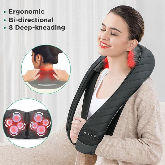 Snailax Neck Massager for Pain Relief Deep Tissue, Portable Shiatsu Shouder Back Massager with Heat, Gifts for Women and Men, Electric Massagers for Neck, Back, Shoulder