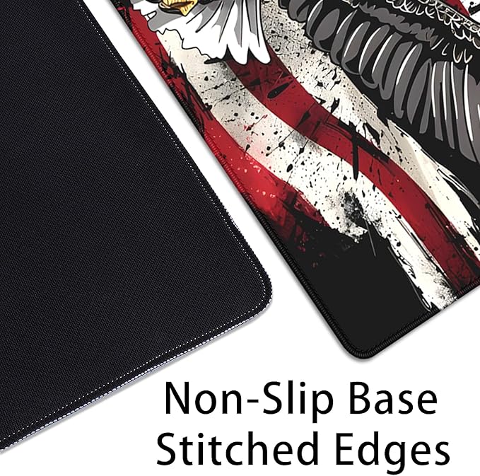 American Flag Mouse Pad,USA Bald Eagle Desk Pad,Large Extended Gaming Floral Mouse Mat with Stitched Edges,Non-Slip Rubber Base Mouspad for Office Work Home(27.5X11.8 in)