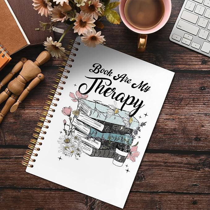 Reading Spiral Notebook 5.5x8.3, Book Lovers Gifts, Gifts for Bookish Readers Lovers Women, Book Are My Therapy Reading Journal Notebooks for Note Taking