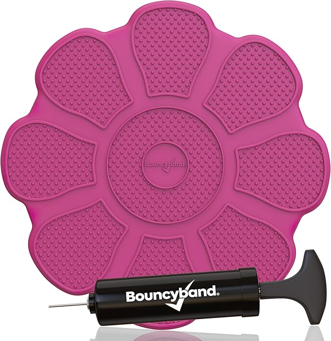 Shaped Wiggle Seats by Bouncyband – Red Flower, 13”x13”x2.2”– Inflatable Sensory Cushion for Kids, Improves Student Productivity and Focus, Comes with Easy-Inflation Pump to Customize Firmness