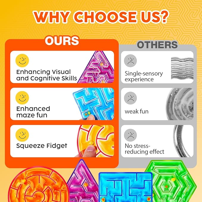 Squishy Toys Sensory Fidget Toys for Kids: 4 Pack Maze Sensory Toys for Autism - Fidget Toys with Filled Goo for Calming Down Classroom Travel