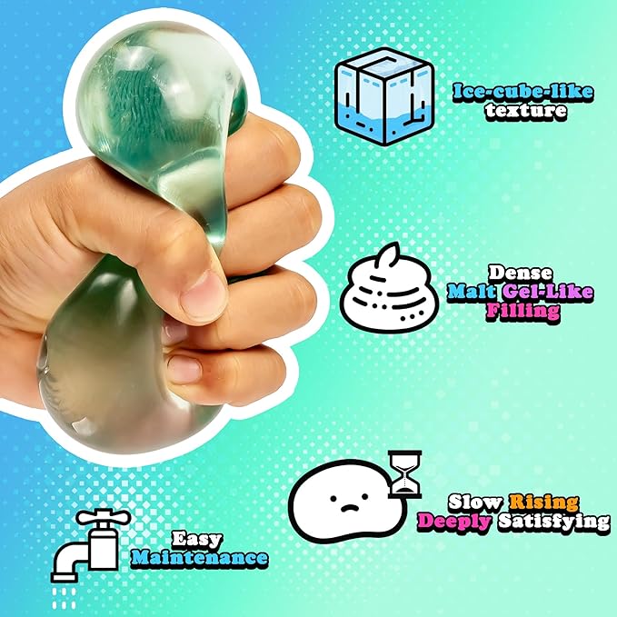 Sensory Stress Cube – High-Density Gel-Filled Ice Cube Squishy Fidget Toy for Anxiety Relief, Slow Rising, ADHD & Focus Aid, for Kids & Adults – 2.1", 1Pc, Green