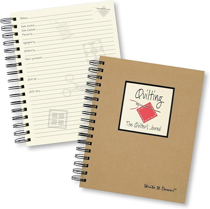 Write it Down series by Journals Unlimited, Guided Journal, Quilting, The Quilters Journal, Full-size 7.5"x 9", Kraft Hard Cover, Made in USA