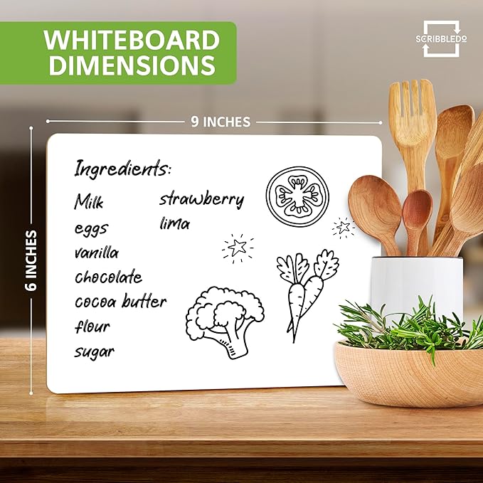 Scribbledo Small White Board Dry Erase Mini Whiteboard 6x9 Inch Small Dry Erase Board Marker Board Dry Erase Lapboards Handheld Personal White Boards for Students Whiteboard Office Kitchen