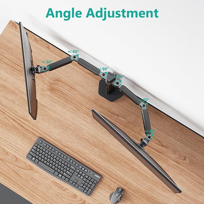 WALI Dual Monitor Mount, Monitor Arm Fits 2 Screens up to 32 inch, Dual Monitor Stand for Desk 19.8 lbs Weight Capacity per Arm Fully Adjustable Designed for Home Office (M002N), Black