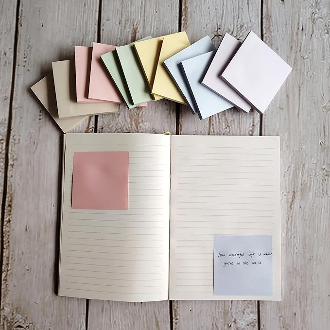 Sticky Notes 3x3 Inches (12 Pads/Total 720 Sheets), Morandi Colors Cute Sticky Notes Bulk, Easy to Post,Super Sticking Power Memo Pads for Home, Office