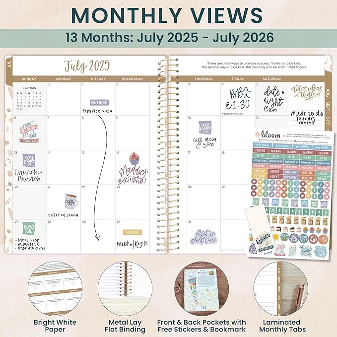 bloom daily planners 2025-2026 (8.5" x 11") Academic Year Day Planner (July 2025 - July 2026) - Weekly & Monthly Dated Agenda Organizer with Stickers & Tabs - Moments of Grace
