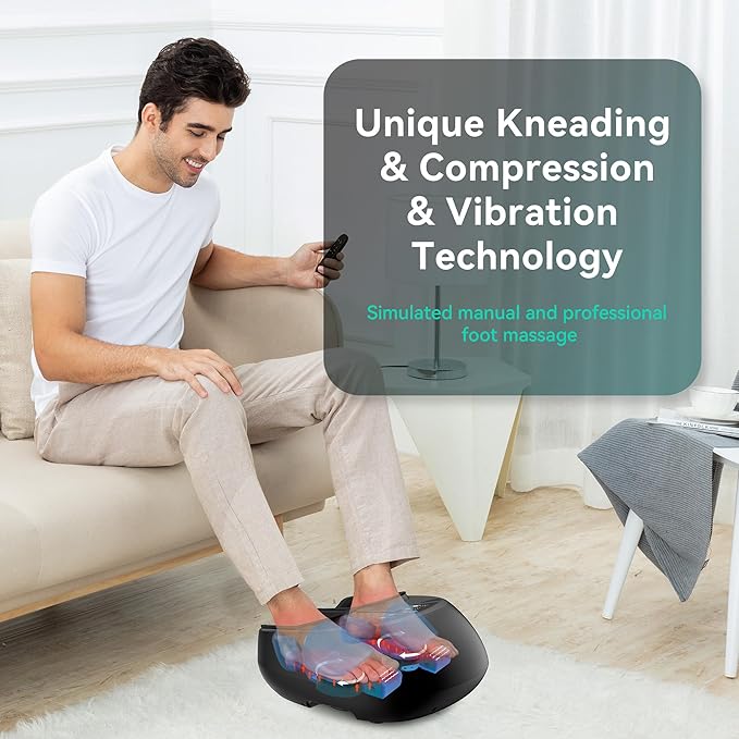 Snailax Shiatsu Foot Massager with Heat Remote Control, Size up to 13, Electric Heated Foot Massage Machine, 3 Levels of Kneading/Vibration/Compression/Heat, Gifts for Dad Mom
