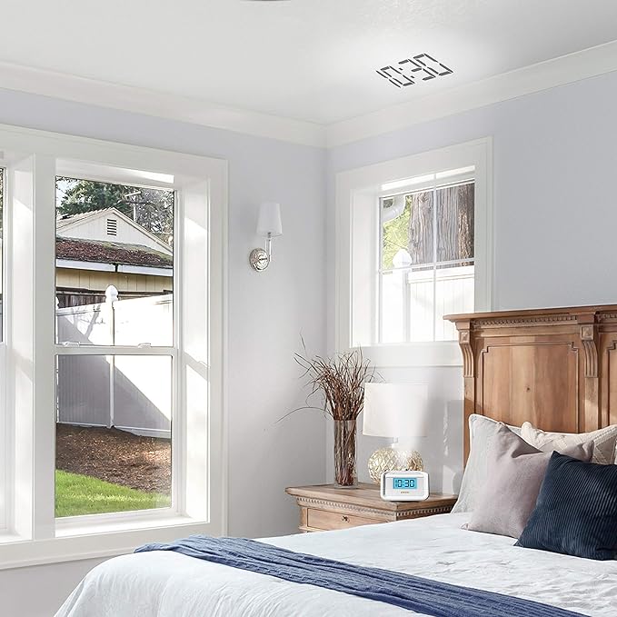 HoMedics Sound Machine and Alarm Clock with Time Projection. White Noise Sound Machine with a Digital FM Alarm Clock Radio, 8 Sounds, Snooze, Sleep Timer and Night Light