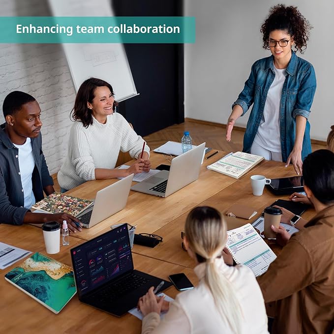 Meeting Notebook for Work Organization, Aesthetic Meeting Minutes Notebook for Work, Event Project Agenda Planner Organizer, Perfect for Office School Business Supplies, 6.9" X 9.7" - Emerald Shores