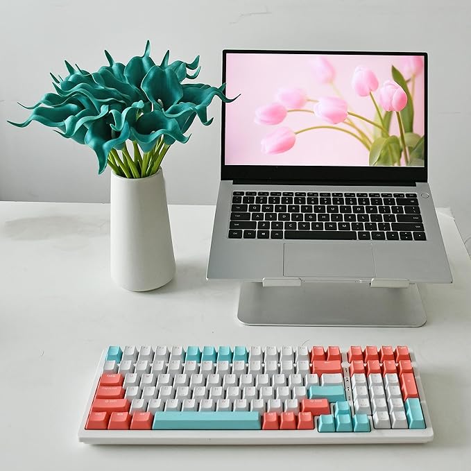 Mandy's PU Teal Calla Lily Artificial Flowers 20 Stems 13.5in Faux Realistic Centerpiece DIY Bridal Bouquet Home Décor