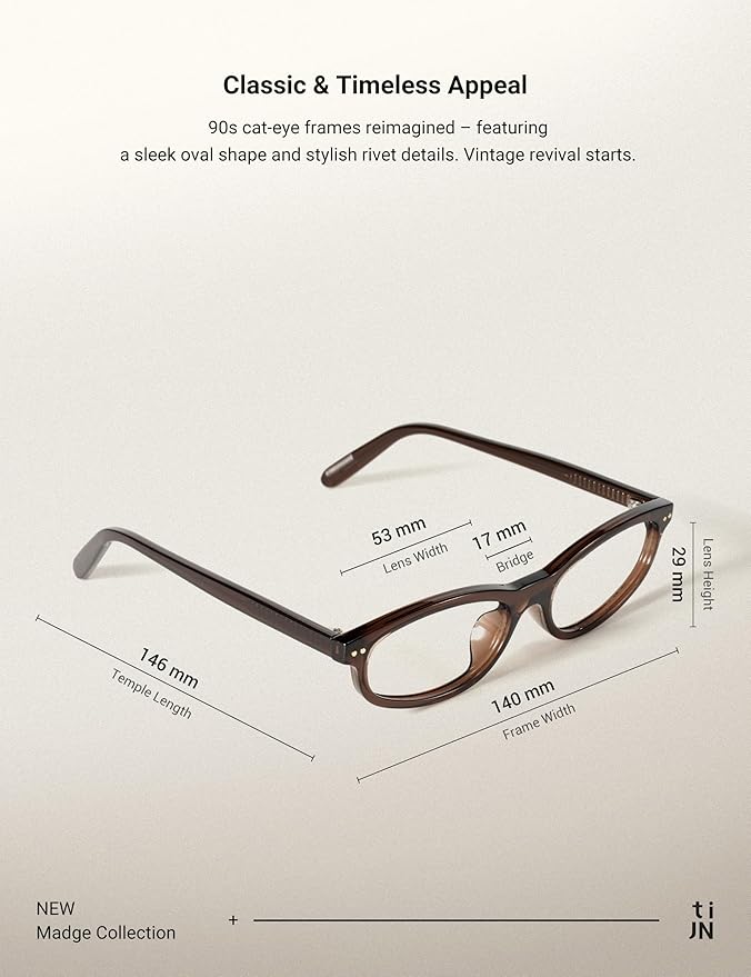 TIJN Olisa Blue Light Blocking Glasses for Women Men,Oval Glasses Frame Bluelight Glasses for Gaming/Computer/Screen