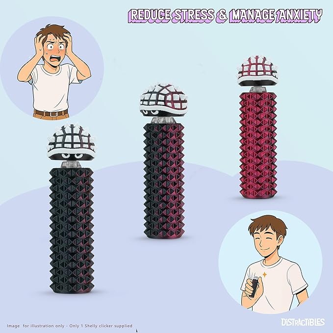 Shelly - Sensory Fidget Toy, Textured Pain Stim Device, Stress Relief for Focus and Concentration (Neon Crimson)