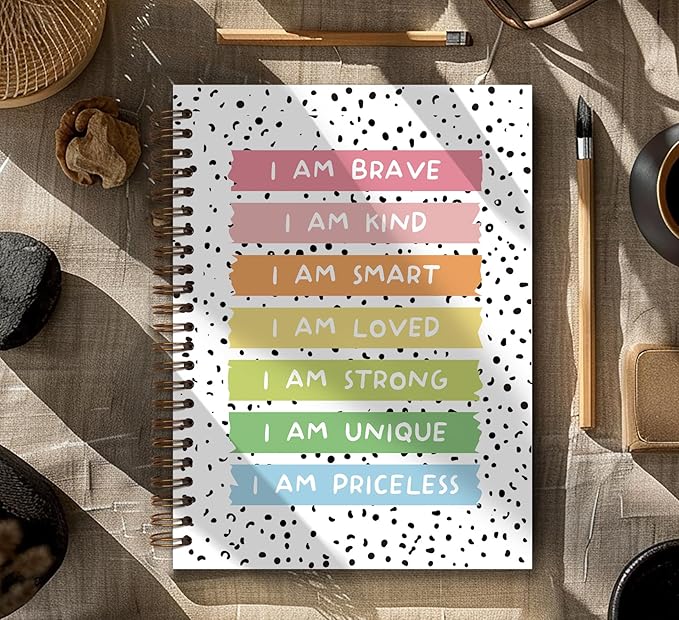 Affirmations Boho Rainbow Notebook, Affirmation Journal,Positive Affirmation Gifts, Preppy Rainbow Notebook,Daily Affirmation for Women,Inspirational Gifts,Spiral Notebook 5.5x8.3