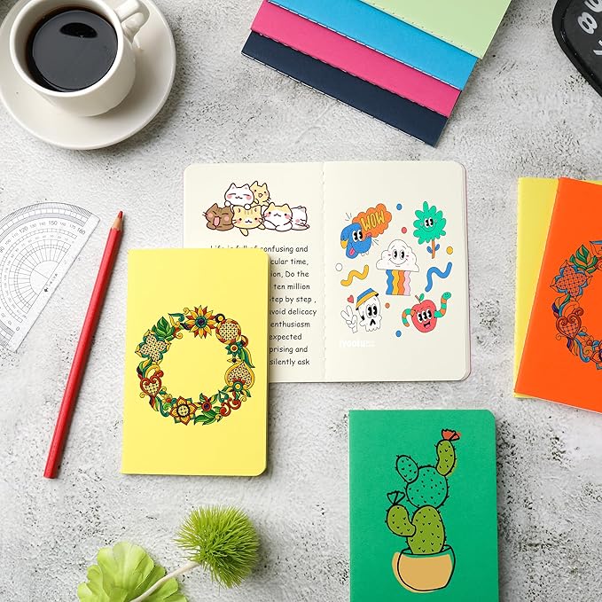 24 Pack Small Pocket Blank Notebook & Journal Bulk, Multi Cover, Unlined Thick Paper, A6 Size, 5.5x3.5 inch, 60 Page, Mini Plain Sketchbook Subject Note Pad Set for Women Men Kids