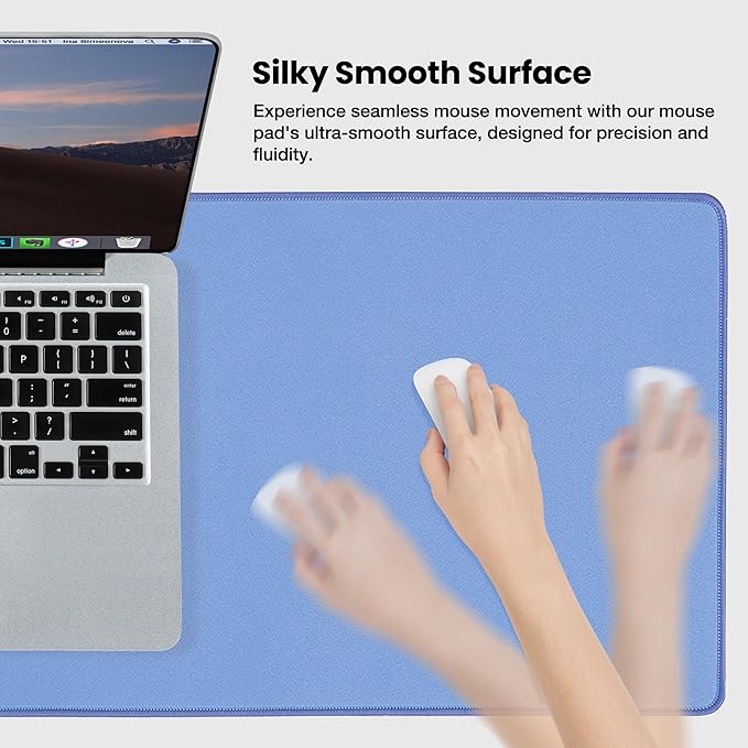 ALOANES Waterproof Mouse Pad, Large Gaming Keyboard Pad with Anti-Slip Base, Grain Jacquard Surface, Extend Desk pad for Gamer, Office & Home, Blue Mousepad 27.6''x11.8''x0.12''