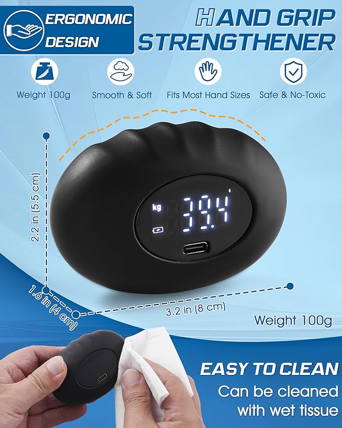 Hand Grip Strength Tester, Dynamometer Grip Strengthener, Digital Finger Palm Gripper Stress Balls, Electronic Squeeze Expander 396LB, Forearm Strengthener for Arthritis Carpal Tunnel Trainer Unzip