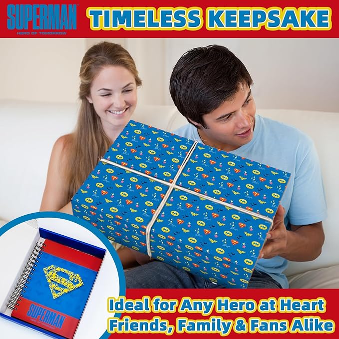 Hardcover Spiral Notebook Journal with 12 Dividers Tabs,Weekly & Monthly Planner,Productivity Journal,Superhero Theme,Leather Organizer for Work,School,Adults,Teens and Professionals (SUPERM-Logo)