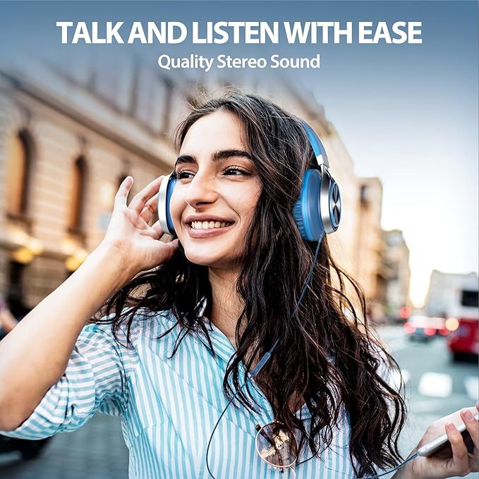 INFURTURE USB C Headphones with Mic,Volume Control,Tangle-Free Plaiting Line,Type C Headphones Wired,Lightweight Foldable for iPhone 15/16 Headphone Series/Tablet/School/Travel/Sports/Audiobooks