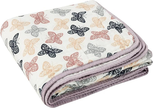 ZPECC Muslin Baby Blanket Thicker, 30x40 Organic Cotton Newborn Receiving Quilt Hypoallergenic for Baby Essentials Swaddle Crib Stroller, Butterfly