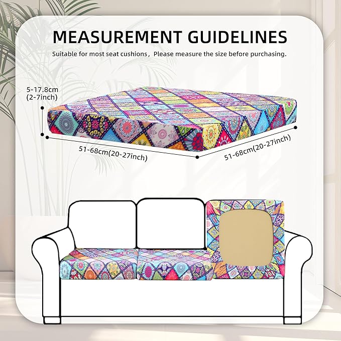 8Pcs Stretch Patio Cushion Covers,Outdoor Couch Covers Replacement,Outdoor Couch & Sofa Slipcovers,for Patio Furniture Cushion Covers,Washable Reusable Furniture Protector(Colored Glass,Cover Only)