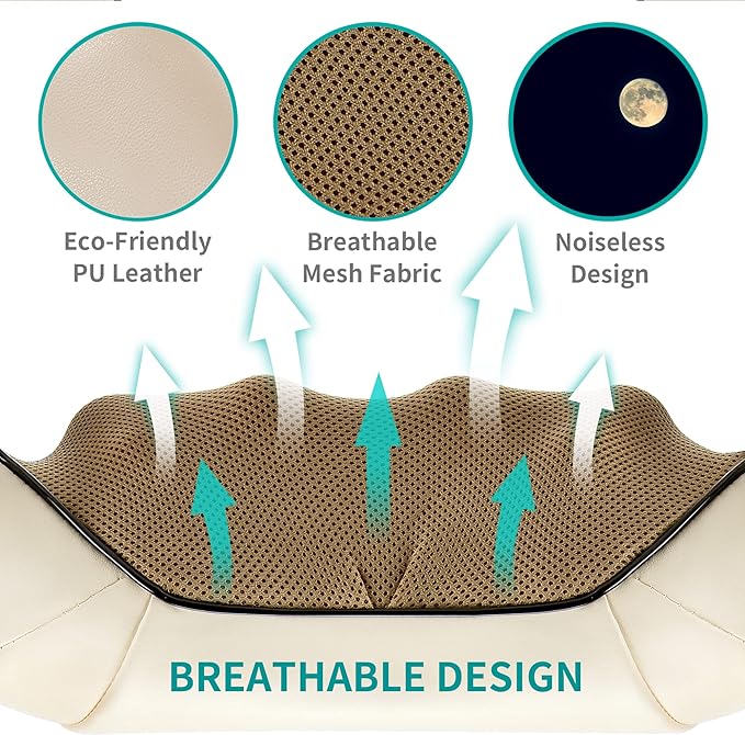 Nekteck Neck Massager for Pain Relief Deep Tissue, Shiatsu Back Massager with Heating 3D Kneading Massage Pillow for Shoulder Leg Full Body Muscle, Use for Office Home Car, Plug-in Use Only