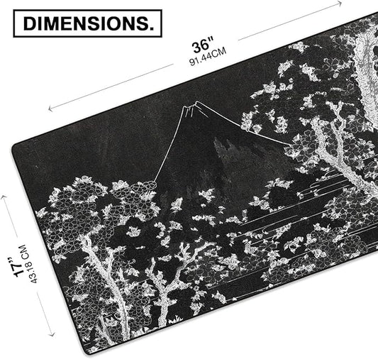 MPCO. Ukiyo-E Large Gaming Desk Pad - 36" x 17" Duraglyde Fabric Mount Fuji Desk Mats - Washable, Smooth Glide for Precision Gaming & Work