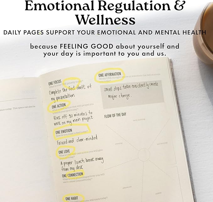 One Focus ADHD Daily Planner: 90-Day Undated Productivity Journal, Anxiety Relief, Mindfulness, Goal Setting, Gratitude, and Habit Tracking – Perfect for Busy Professionals, Neurodivergent Adults & Daily Productivity, A5, Black