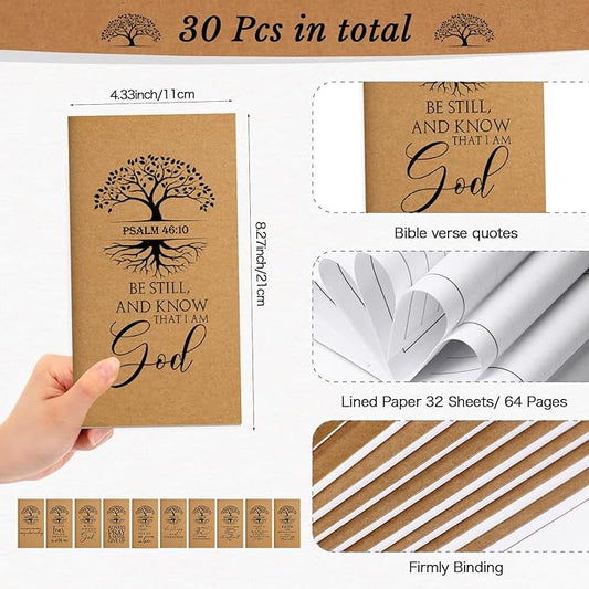 Qilery 30 Pcs Christian Gifts Bulk Pocket Planner 2025-2026 Prayer Journals for Women Men to Do List Weekly Goals for Pastors' Wives Appreciation Day Church Sunday School(Kraft Color,Tree of Life)