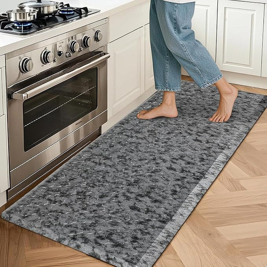 HEBE Kitchen Mat Cushioned Anti Fatigue Comfort Floor Mat 20"x60" Waterproof Non Slip Kitchen Rug Runner Laundry Room Rug Floor Carpet Heavy Duty Comfort Standing Mat Pads,Silver Grey