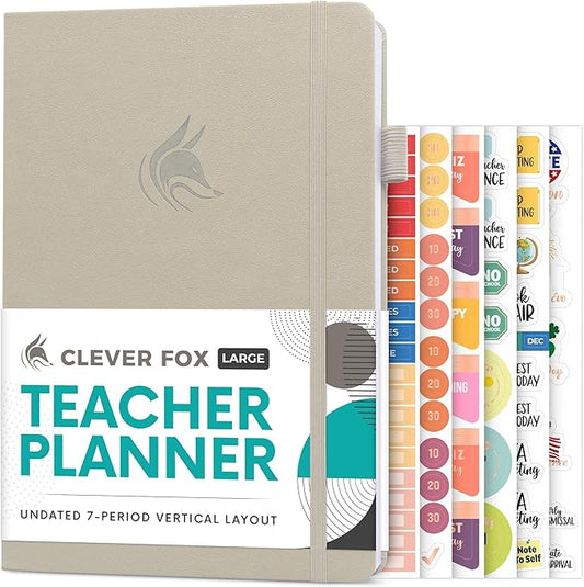 Clever Fox Teacher Planner – School Year Planner with Calendars & Lesson Plans – Teacher Plan Book for Classroom & Homeschool Organization - Undated, 7x10″, Hardcover (Foggy Alps)