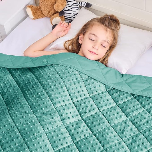 Weighted Blanket Kids (10lbs, 40"x60" Throw Size) - Breathable Minky Heavy Blanket for 80-120lbs with Premium Glass Beads - Soft Thick Blankets for All-Season Sleeping Comforter - Teal