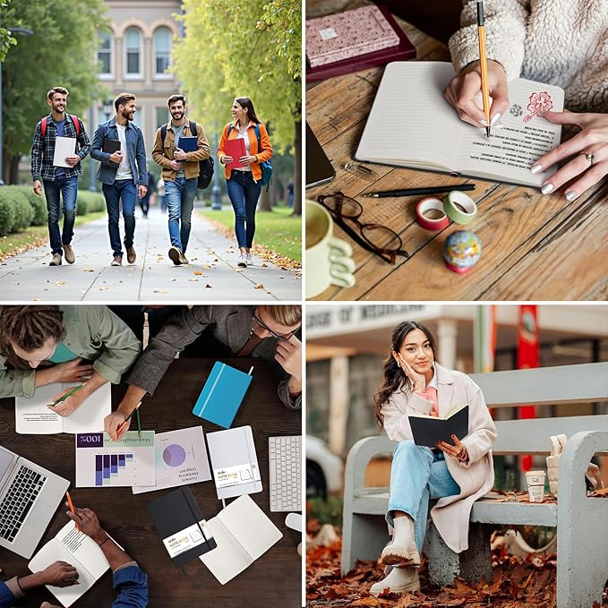 ViVin Lined Journal Notebooks for Work, 192 Pages, Medium 5.5 x 8.3 inch, College Ruled, A5 Hardcover Journaling Notebooks for Writing, 8 Pack Bulk