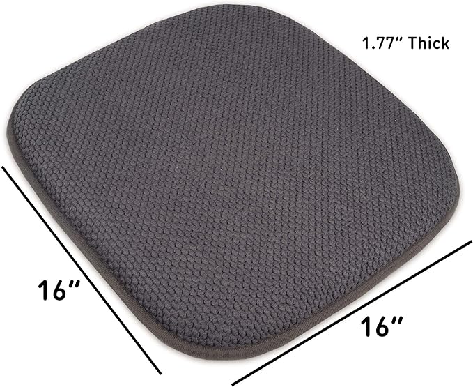 Sweet Home Collection 4 Pack Memory Foam Honeycomb Nonslip Back 16" x16" Chair/Seat Cushion Pad,Charcoal Gray