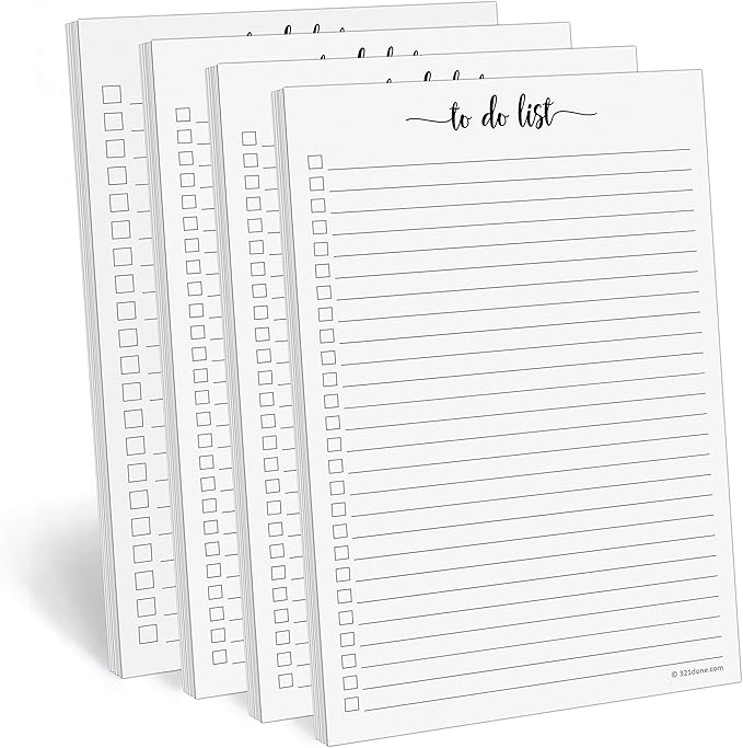 321Done To Do List Notepad - Pack of 4-50 Sheets (5.5 x 8.5) To-Do's Notepad Tear Off, Planning Memo Pad, Planner Checklist Organizing - Made in USA - Simple Script - College-Ruled