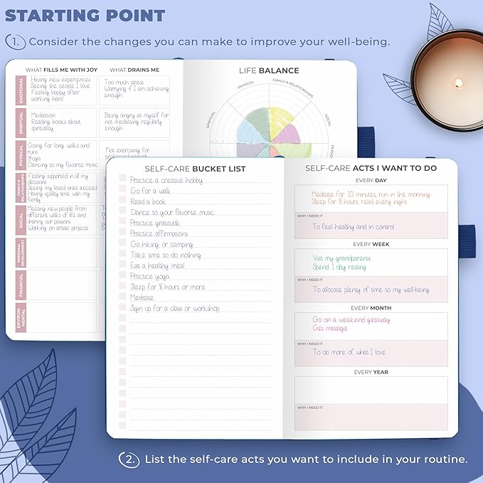 Clever Fox Self-Care Journal Pocket – Daily Reflection Notebook – Mental Health & Personal Development Planner, Meditation & Mood Log (Mystic Blue)