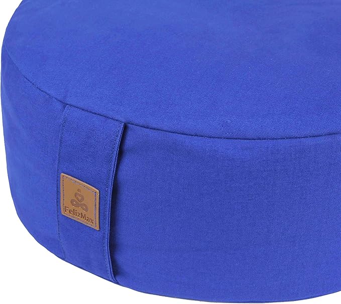 Zafu Buckwheat Meditation Cushion,D=13"/16" H=5.5",Round Zabuton Meditation Pillow,Yoga Bolster Kneeling Pillow Premium Yoga Pillow for Sitting on Floor Zippered Cotton Cover