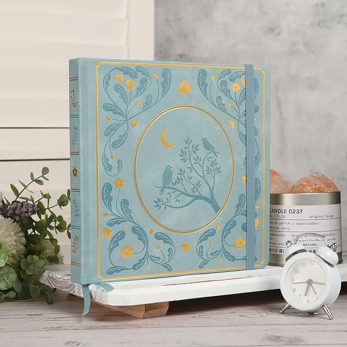 TIEFOSSI Dotted Journal Notebook, Dot Grid Notebook for Women Men, Hardcover PU Leather Journal, 160 GSM Thick Paper, 160 Numbered Pages with Gold Edges, 8 x 8 Square Diary