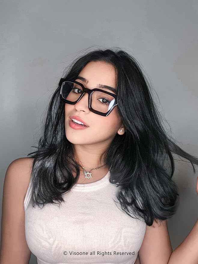 VISOONE Enhanced Version Rectangle Chic Preppy Look Blue Light Blocking Glasses for Women Men RIVER-LIGHTER