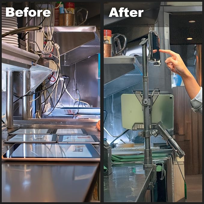 iBOLT Tablet Tower- Point of Purchase/POS Clamp Mount - with 3 TabDock Holders Perfect for Multiple delivery Applications (DoorDash, Uber eats, Postmates, etc.) Fits 7 to 10 inch Tablets