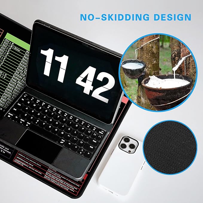 Excel Cheat Sheet Desk Pad, 31.5"x11.8", Waterproof Extra Large Excel Shortcut Mat with Stitched Edges, Anti-Slip Excel Mouse Pad for Office Desk, MS Excel/Word Shortcuts (Color Shortcut)