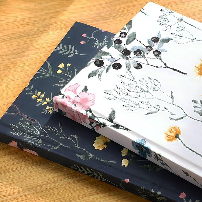 Floral Journal for women, Floret Hardcover Notebook, A5, 6x8, Medium Ruled Notebook, Lay-flat, Linen Journal, Notebooks for School, Writing Journal, Reading Journal, Garden Journal, White
